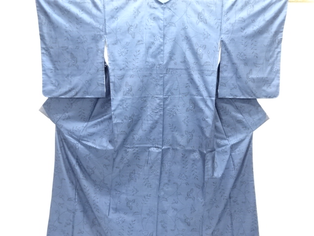 JAPANESE KIMONO / DORO OSHIMA TSUMUGI / WOVEN CHINESE FLOWER / 9MARUKI